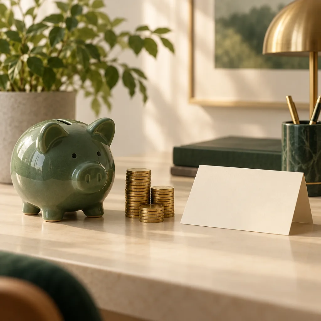 Editorial illustration representing the Retirement deduction category, in a muted green and terracotta style, with no text, logos, or people.